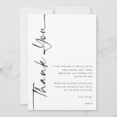 Rotated Black Script Photo Baby shower dank u Kaart (Voorkant)