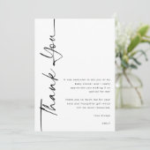 Rotated Black Script Photo Baby shower dank u Kaart (Staand voorkant)