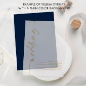 Rotated Calligraphy Gold Text Wedding Vellum Uitnodigingen