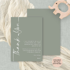 Rotated Calligraphy Sage Baby shower Dank u Kaart