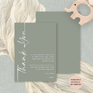 Rotated Calligraphy Sage Baby shower Dank u Kaart