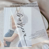 Rotated Calligraphy Zwarte tekst bruiloft Vellum Uitnodigingen