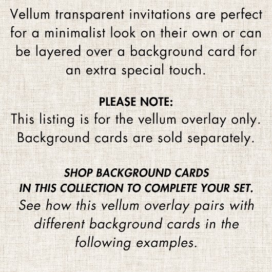 Rotated Calligraphy Zwarte tekst bruiloft Vellum Uitnodigingen