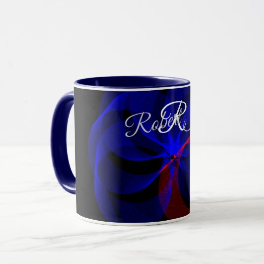 Rotating Blue Accent Geometric Coffee Mug Mok (Voorkant links)