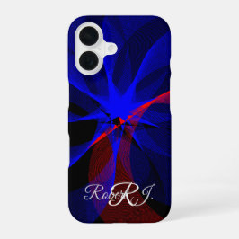 Rotating Blue Accent Geometric iPhone 16 Case iPhone 16 Hoesje