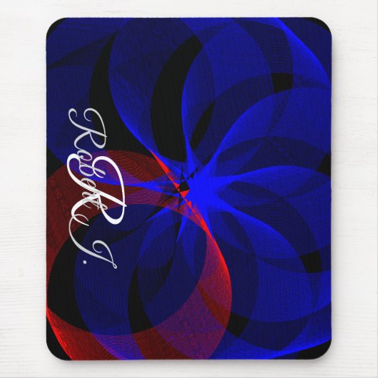 Rotating Blue Accent Geometric Mouse Pad Muismat (Voorkant)