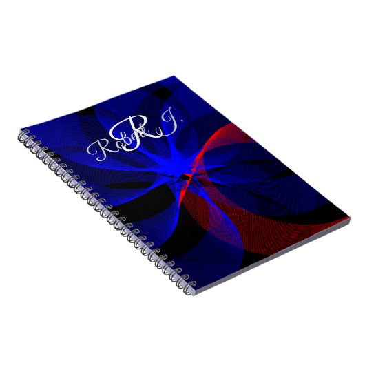 Rotating Blue Accent Geometric Spiral Notebook Notitieboek (Rechterzijde)