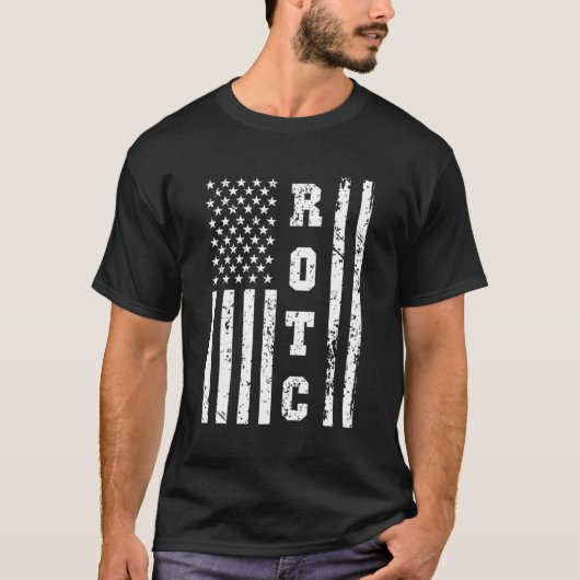 ROTC Verenigde Staten Rot Corps W Amerikaanse vlag T-shirt (Voorkant)