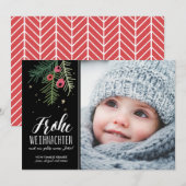 Rote Beeren | Frohe Weihnachten Feestdagenkaart (Voorkant / Achterkant)