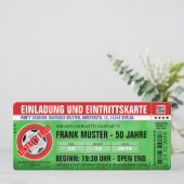 rote Einladung und Eintrittskarte (Fußball-Ticket) Kaart (Staand voorkant)