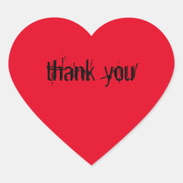 Rote Herz - Aufkleber mit dem Spruch " thank you" Hart Sticker