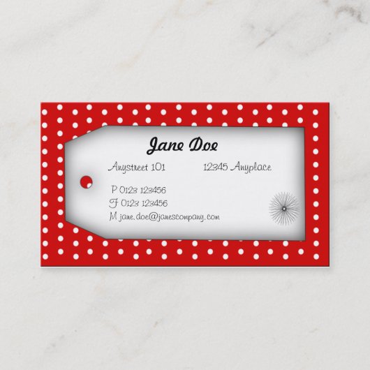 Rote Polka Dot Business Card Visitekaartje (Voorkant)