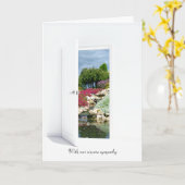 Rotentuin en waterval in open deur kaart (Gele Bloem)