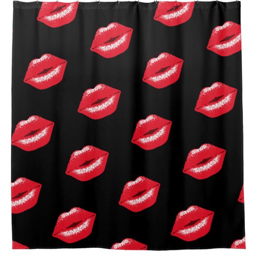 roter Kussmund Lippenstiftabdruck Duschvorhang Douchegordijn (Voorkant)