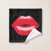 roter Kussmund Lippenstiftabdruck Handtuch Set Bad Handdoek (Wasdoekje)