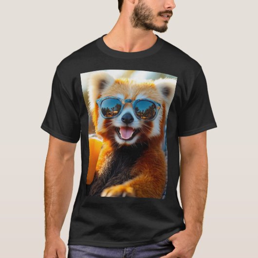 Roter Panda mit cooler Sonnenbrille T-shirt (Voorkant)