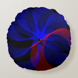 Roterend blauw accent geometrisch rond kussen