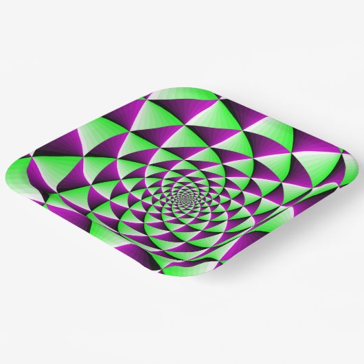 Roterend optisch illusie-effect papieren bordje (Gebogen)