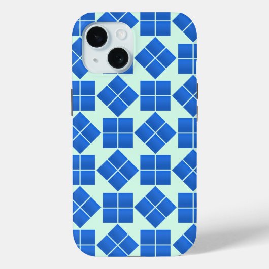 Roterende blauwe vierkanten Case-Mate iPhone case (Achterkant)