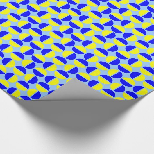 Roterende cirkels - Blauw en Geel op Licht Blauw Cadeaupapier (Hoek)