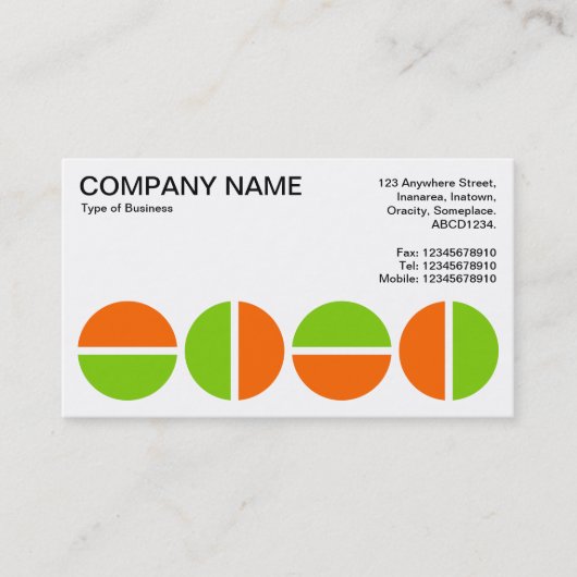 Roterende cirkels - Oranje en groen Visitekaartje (Voorkant)