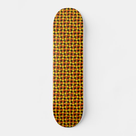 Roterende cirkels - Oranje en oranje op zwart Persoonlijk Skateboard (Voorkant)