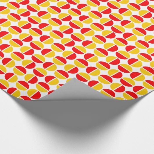 Roterende cirkels - oranje en rood cadeaupapier (Hoek)