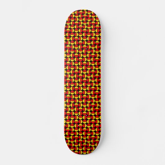 Roterende cirkels - Rood en Amber op Zwart Persoonlijk Skateboard (Voorkant)