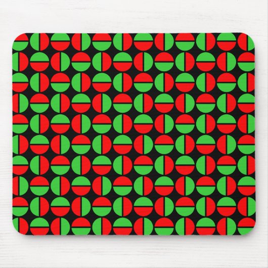 Roterende cirkels - rood en groen op zwart muismat (Voorkant)