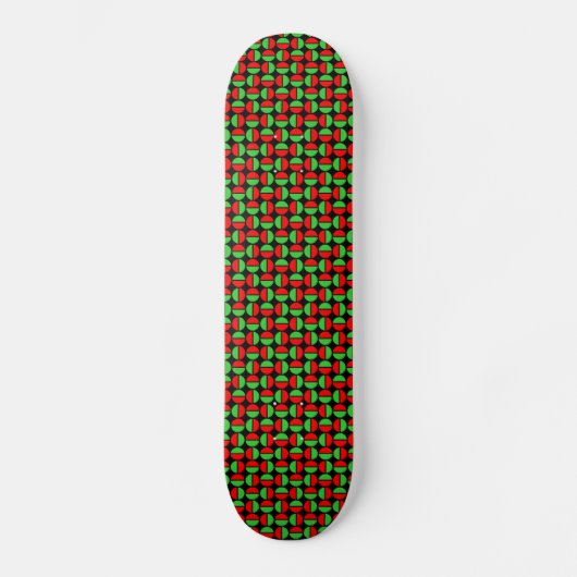 Roterende cirkels - rood en groen op zwart persoonlijk skateboard (Voorkant)