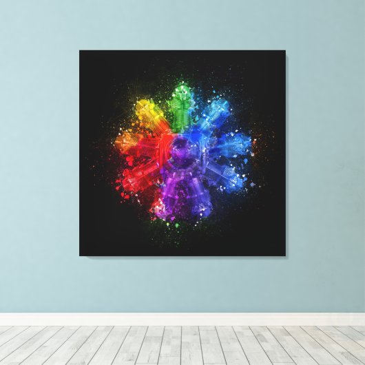  Roterende de Muurkunst van de Motorluchtvaart, Vl Canvas Afdruk (Insitu (Houten vloer))