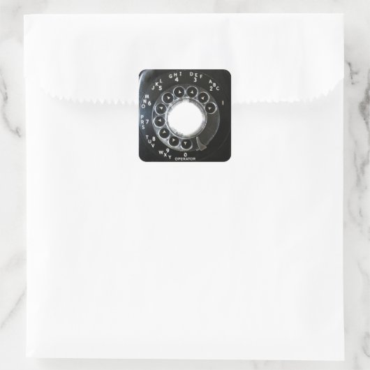 Roterende telefoon vierkante sticker (Tas)