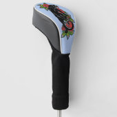 Roterende zwarte panther en bloeiende rozen golfheadcover (Schuin)