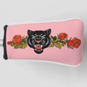Roterende zwarte panther en opblaasbare rozen golf golfheadcover (Voorkant)