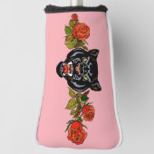 Roterende zwarte panther en opblaasbare rozen golf golfheadcover (Draai 90)