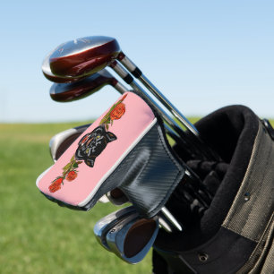 Roterende zwarte panther en opblaasbare rozen golf golfheadcover
