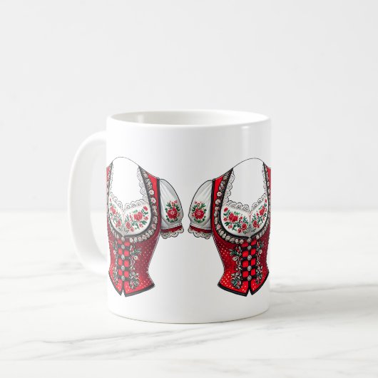 Rotes Dirndl Volksfest Kirchweih Oberteil Koffiemok (Voorkant links)