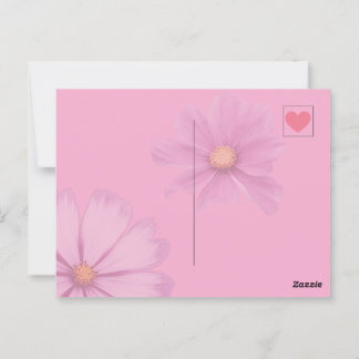 Rotes Herz auf rosa - Postcard Postkarte Briefkaart