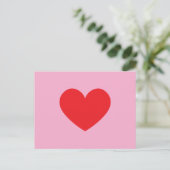 Rotes Herz auf rosa - Postcard Postkarte Briefkaart (Staand voorkant)
