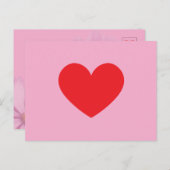 Rotes Herz auf rosa - Postcard Postkarte Briefkaart (Voorkant / Achterkant)