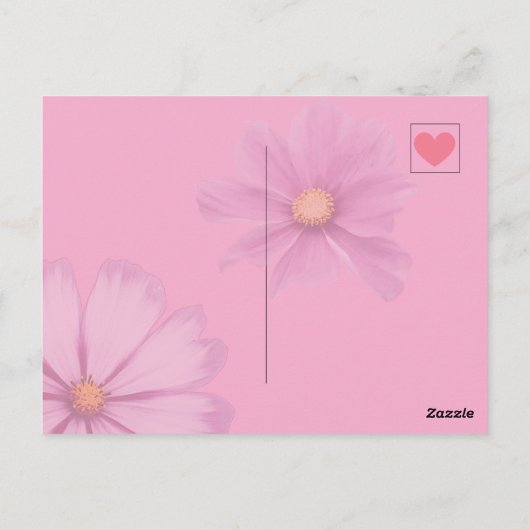 Rotes Herz auf rosa - Postcard Postkarte Briefkaart (Achterkant)