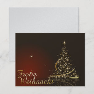 Rotes Weihnachtsmotiv mit goldenem Weihnachtsbaum Kaart