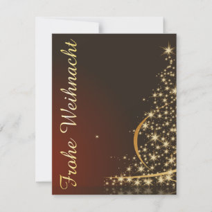 Rotes Weihnachtsmotiv mit goldenem Weihnachtsbaum Kaart