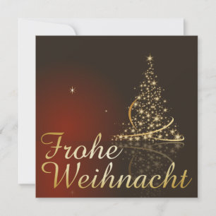 Rotes Weihnachtsmotiv mit goldenem Weihnachtsbaum Kaart