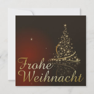 Rotes Weihnachtsmotiv mit goldenem Weihnachtsbaum Kaart