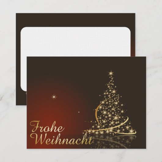 Rotes Weihnachtsmotiv mit goldenem Weihnachtsbaum Kaart (Voorkant / Achterkant)