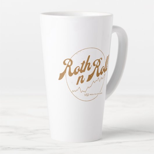 Roth n Roll World Tour Shirt – Finance Humor Latte Mok (Rechterhoek)