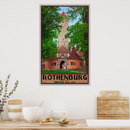 Rothenburg Castle Gate Poster (Keuken)
