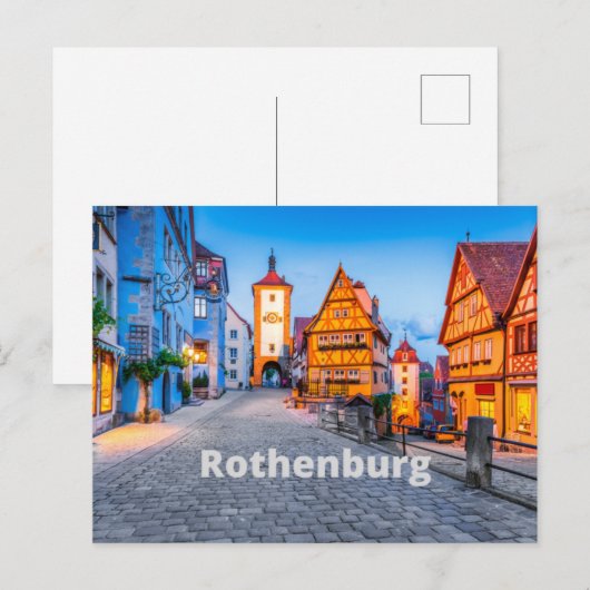 Rothenburg, Duitsland Street City Uitzicht Briefkaart (Voorkant / Achterkant)