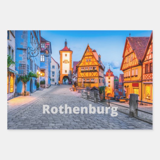 Rothenburg, Duitsland Street City Uitzicht Inpakpapier Vel (Voorkant)